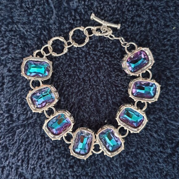 Stunning Vintage Rainbow Crystal 925 Sterling Silver “Shine Your Life” Bracelet - Picture 4 of 17